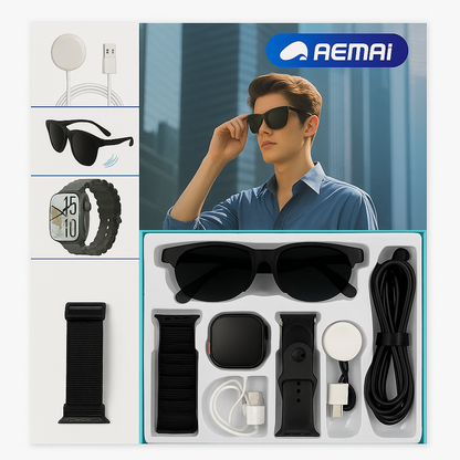 RM43 Combo Set – Smartwatch + Sunglasses + Accessories (6-in-1 Kit)