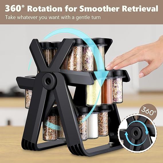 Spice Rack Organizer With 18 Spice Jars