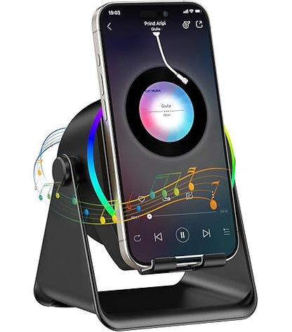 4-in-1 Wireless Induction Speaker with RGB Lights & Phone Stand | 360° Rotating Design