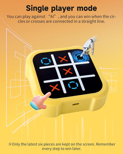 Tic Tac Toe Bolt Game, Electronic 4-in-1 Handheld Puzzle Game Console